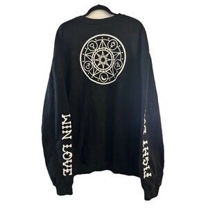 Celestial Fox Sweatshirt Women 5XL Black w/white Embroidery Oversized Peace Love